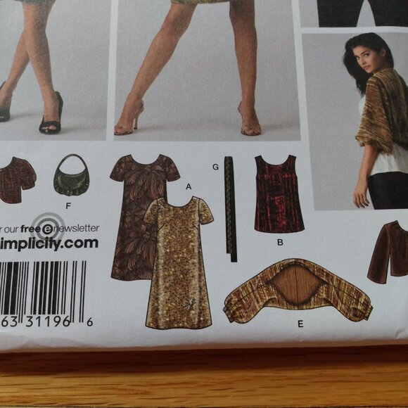 Dress Top Jacket Sewing Pattern 6-14 Shrug Belt Purse Bag Simplicity 3533 UNCUT - Picture 5 of 10